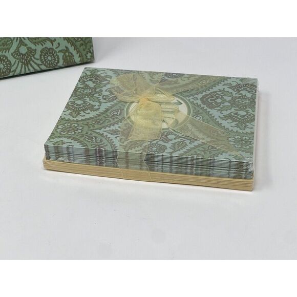 NEW Paula Scaletta Boxed Set Monogrammed Initial Notecards Letter M Blue Green - Picture 4 of 5